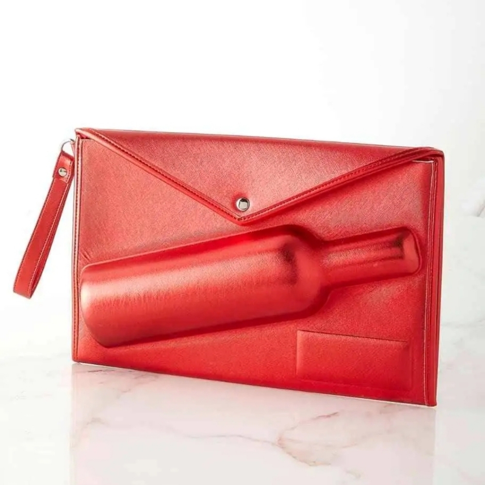 Shimmery Red Clutch Purse with Bottle Design 8 Oak Lane Neiman Marcus
